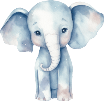 Cute Elephant Watercolor Illustration. png