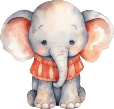 Cute Elephant Watercolor Illustration. png