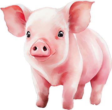 Pig animal watercolor illustration. png