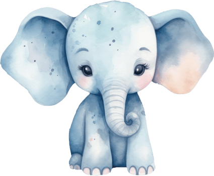 Cute Elephant Watercolor Illustration. png