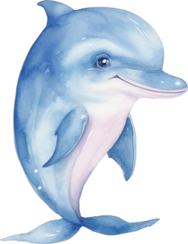 Cute Dolphin Watercolor illustration. png
