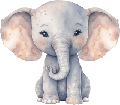 Cute Elephant Watercolor Illustration. png