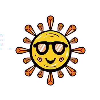 Cute Sun Icon Flat Design Vector Illustration