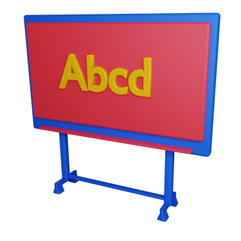 3d illustration standing blackboard icon on transparent background, suitable to use in education, learning, presentations, business and more png