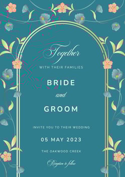 Wedding Invitation Card with Flowers vector