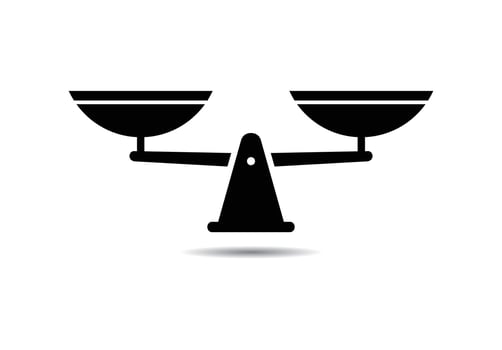 Scale  icon of weight or justice scales vector illustration on background