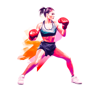 Young pretty boxer woman girl in boxing gloves png
