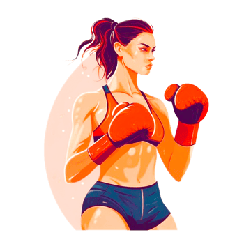 Young pretty boxer woman girl in boxing gloves png
