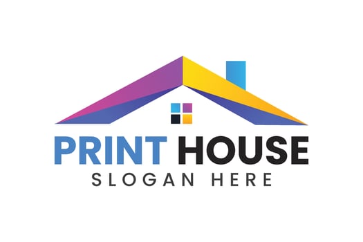 Print house logo design with home concept rainbow color. vector