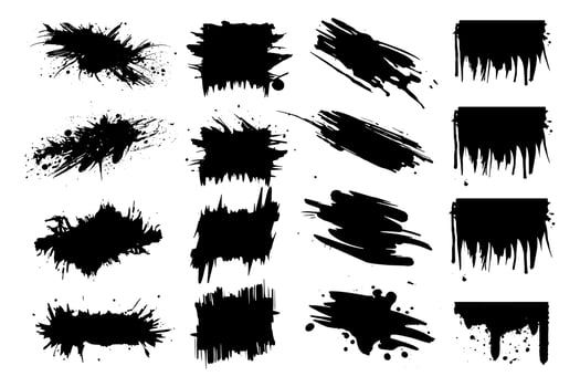 Paint ink Brush Stroke Grunge Texture Collection. Hand drawings grunge ink splatters collection of different graphic elements. vector