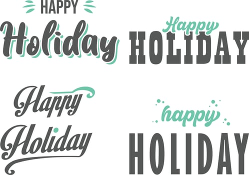 Happy Holidays lettering set. Handwritten text. Vector illustration