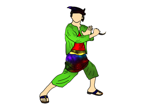 national Malay martial art master show step dance use curve knife png
