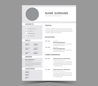 CV template or modern resume and vector design.