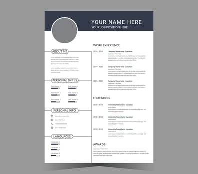 CV template or modern resume and vector design.
