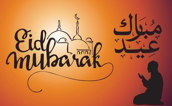 Eid Mubarak English Typography. Eid ul-Fitr, Eid ul-Adha. Religious holiday. Creative idea and Concept Design Eid Mubarak. vector