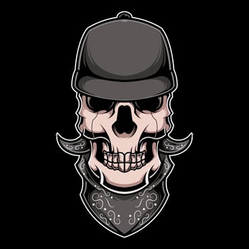 Skull Head Illustration in Snapback and Bandana vector