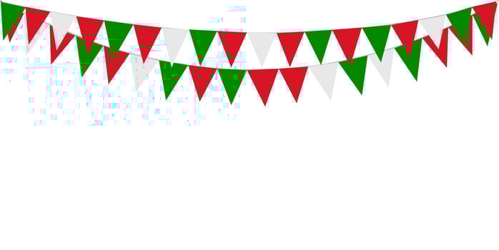 Italian republic day, 2nd June. Bunting Hanging Red White Green Flag Triangles Banner Background. Italy, Iran, Portugal, Lebanon, Belarus, Bulgaria, Mexico. Party, Fair, Christmas, New year, carnival. vector