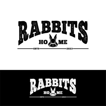 Rabbit House Typography With Rabbit Bunny Head For Rent House, Hotel, Clothing Brand, Animal Clinic, Veterinary Logo Design vector