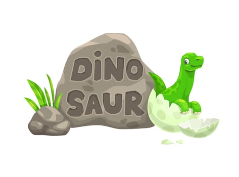 Cartoon baby dinosaur and newborn dino in egg vector
