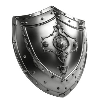 Metal shield icon on transparent background, created with png