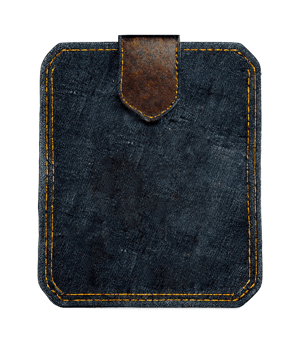 Leather jeans brand patch on transparent background, created with png