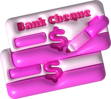 illustration 3d. Bank check pen writing icon. png