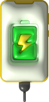 illustration 3d mobile phone showing charging status and level minimalist style icon png