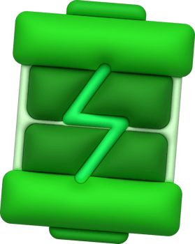 illustration 3D. Battery power with full charge level. electrical energy accumulator minimalist style icon png