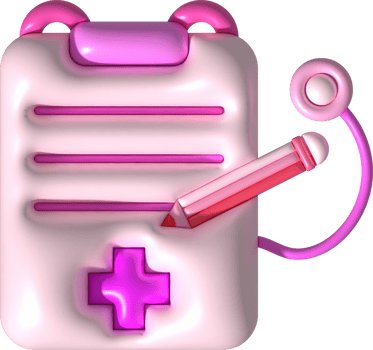illustration 3d. checklist or patient history with stethoscope. Icon of patient treatment diagnosis information. png