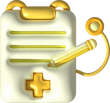 illustration 3d. checklist or patient history with stethoscope. Icon of patient treatment diagnosis information. png