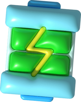 illustration 3D. Battery power with full charge level. electrical energy accumulator minimalist style icon png