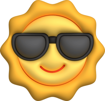 illustration 3d. Sun icon wearing sunglasses. Summer. For design. png