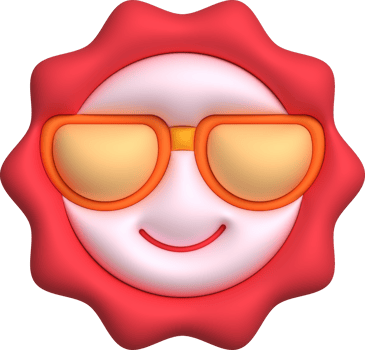 illustration 3d. Sun icon wearing sunglasses. Summer. For design. png