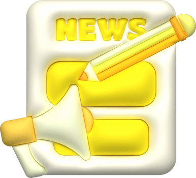 illustration 3d. Pen icon to write news announcement text. png