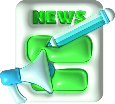 illustration 3d. Pen icon to write news announcement text. png