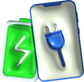 illustration 3d mobile phone showing charging status and level minimalist style icon png