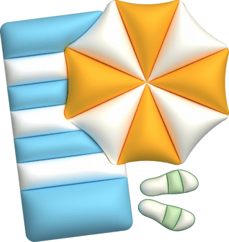 illustration 3d. Sunbed icon. Parasol. Summer. For design. png