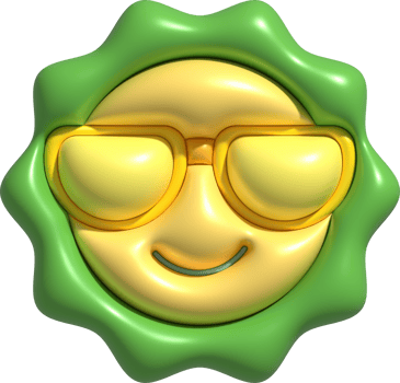 illustration 3d. Sun icon wearing sunglasses. Summer. For design. png