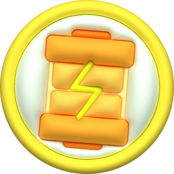 illustration 3D. Battery icon with charge level indicator. minimalist cartoon style png