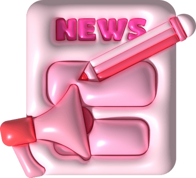 illustration 3d. Pen icon to write news announcement text. png