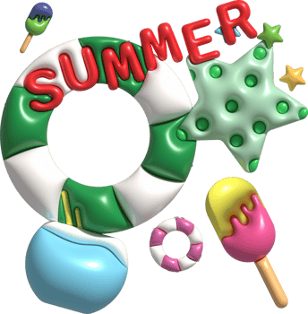 illustration 3d, icon set, starfish, ice cream, summer, for design png