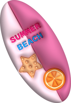 illustration 3d. Summer surfboard icon. For design. png