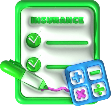 illustration 3D. Pen icon to write text and think about insurance. png