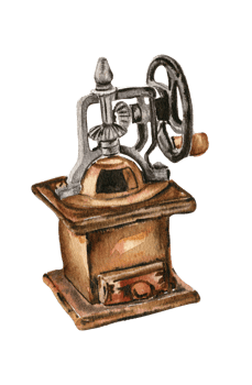 Watercolor illustration of old rusty green flatiron. png