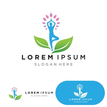 Yoga people logo icon design template vector