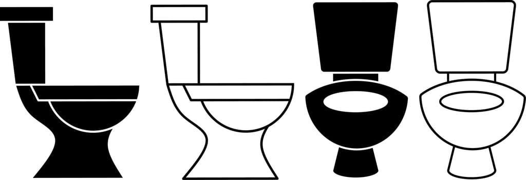 outline silhouette Toilet icon set isolated on white background.side and front view WC icon vector