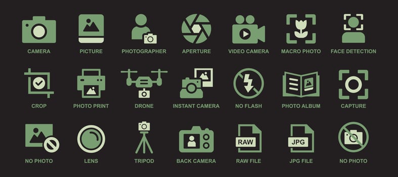photography icon vector pack illustration. photography icon collection