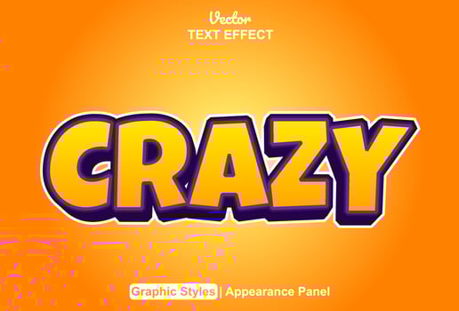 crazy text effect with orange graphic style and editable. vector