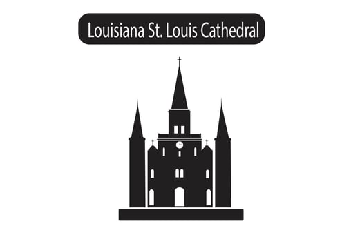 Louisiana St. Louis Cathedral Silhouette Icon Vector Illustration