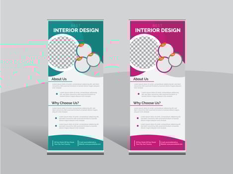 Interior Design Roll Up Banner template, stand design, display stand Design. vector